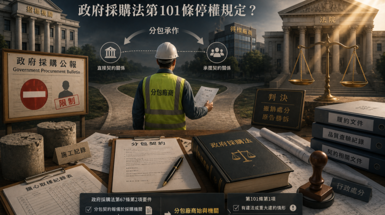 【採購】分包廠商是否適用政府採購法第101條停權規定？ 1
