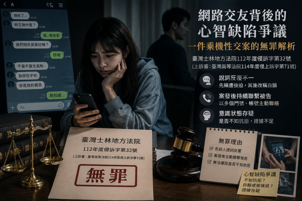 網路交友背後的心智缺陷爭議:一件乘機性交案的無罪解析 2