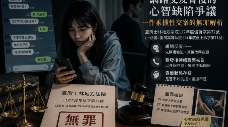 網路交友背後的心智缺陷爭議：一件乘機性交案的無罪解析 1