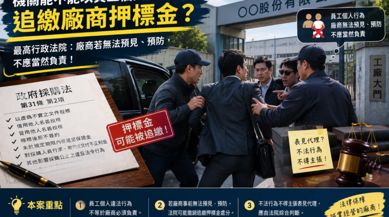 【採購】機關能不能以員工個人違法行為追繳廠商押標金？ 1