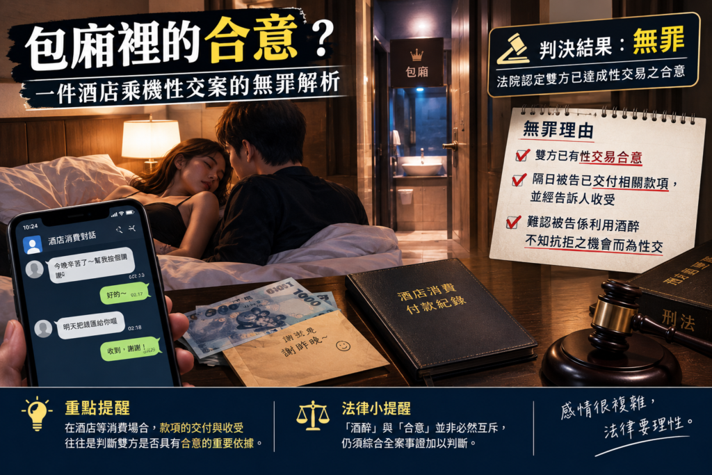 【刑事】包廂裡的合意？一件酒店乘機性交案的無罪解析 2
