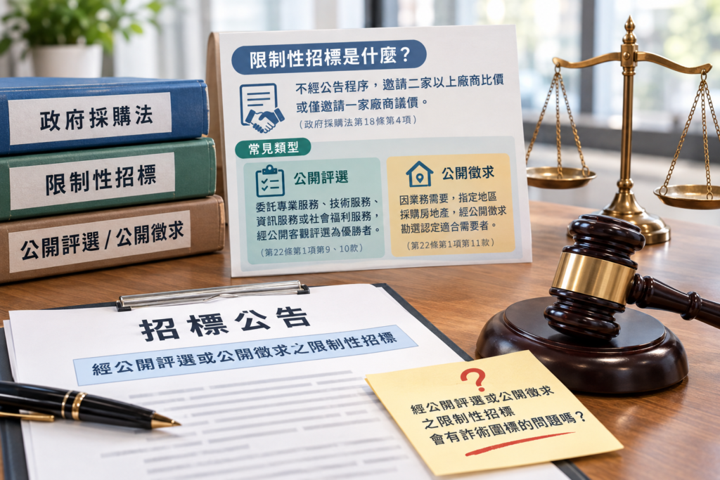 【採購】經公開評選或公開徵求之限制性招標,有詐術圍標的問題嗎? 2
