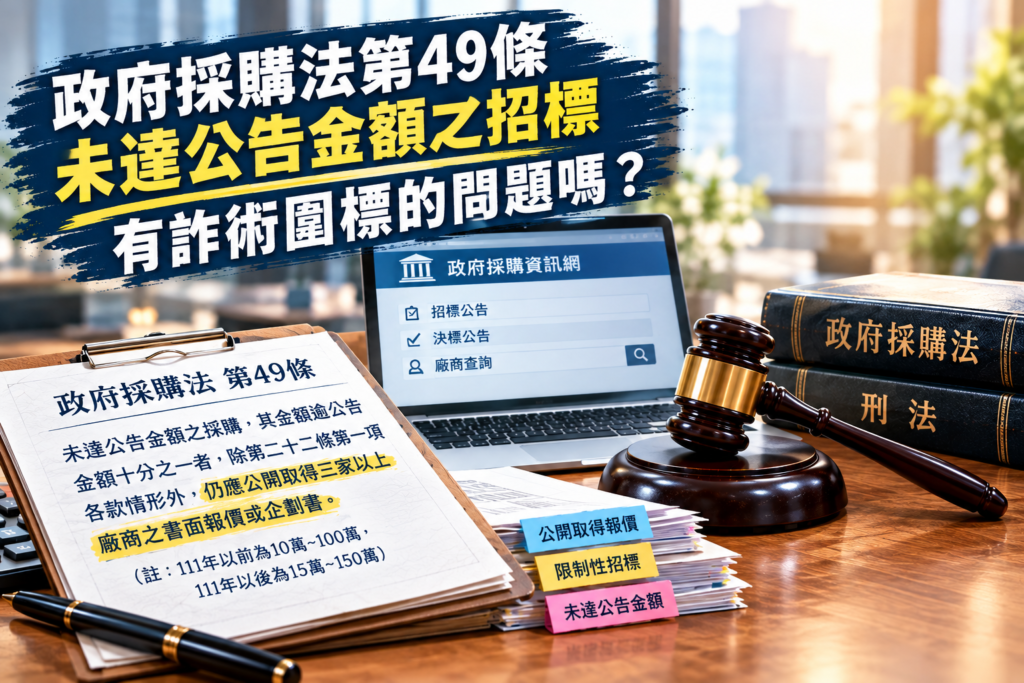 【採購】政府採購法第49條未達公告金額之招標,有詐術圍標的問題嗎? 2