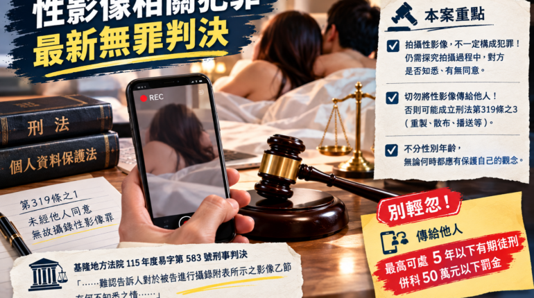 【刑事】性影像相關犯罪最新無罪判決 1