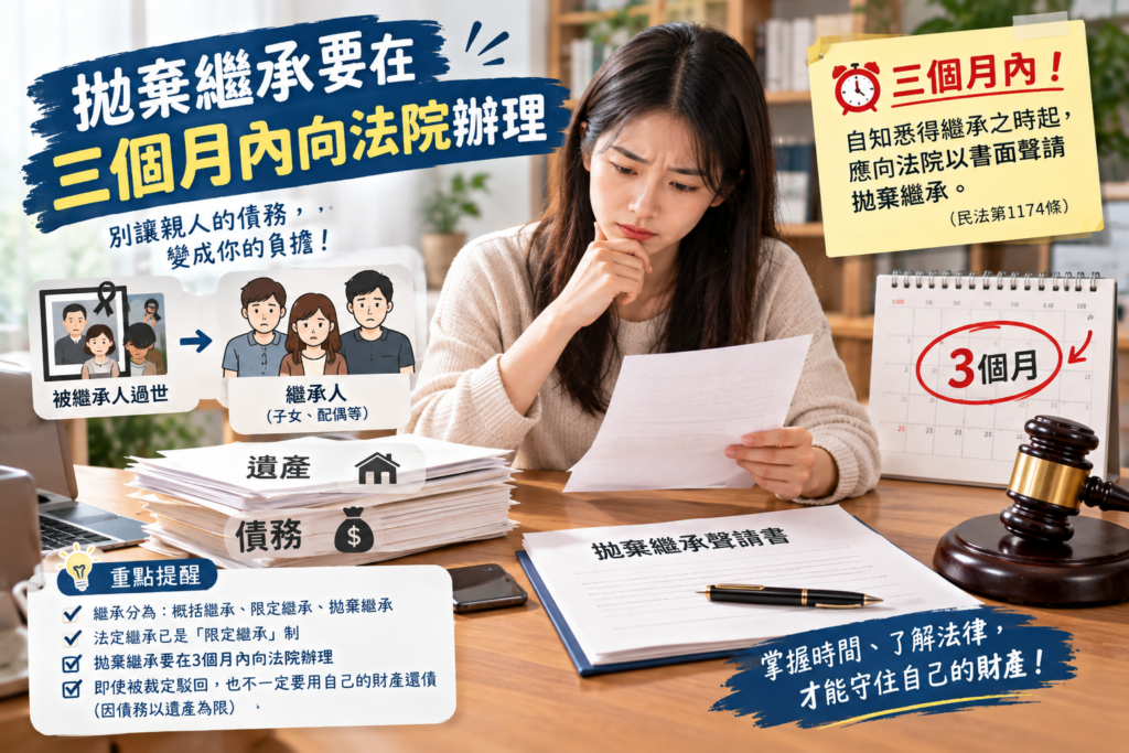 【家事】拋棄繼承要在三個月內向法院辦理 2