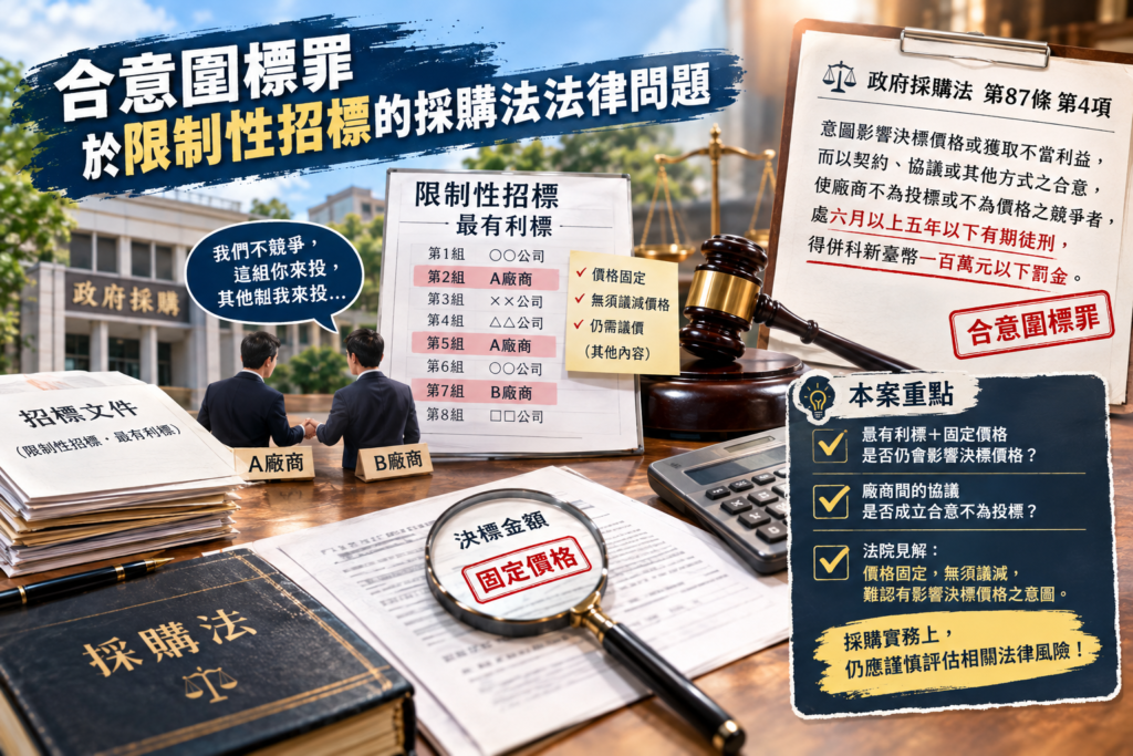 【採購】合意圍標罪於限制性招標的採購法法律問題 2