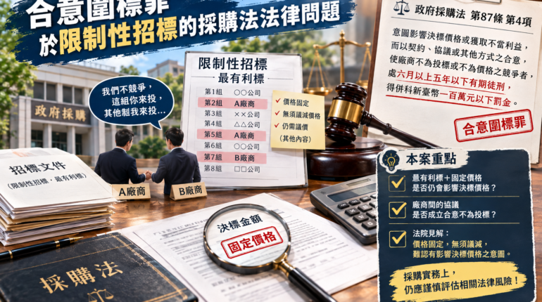 【採購】合意圍標罪於限制性招標的採購法法律問題 1